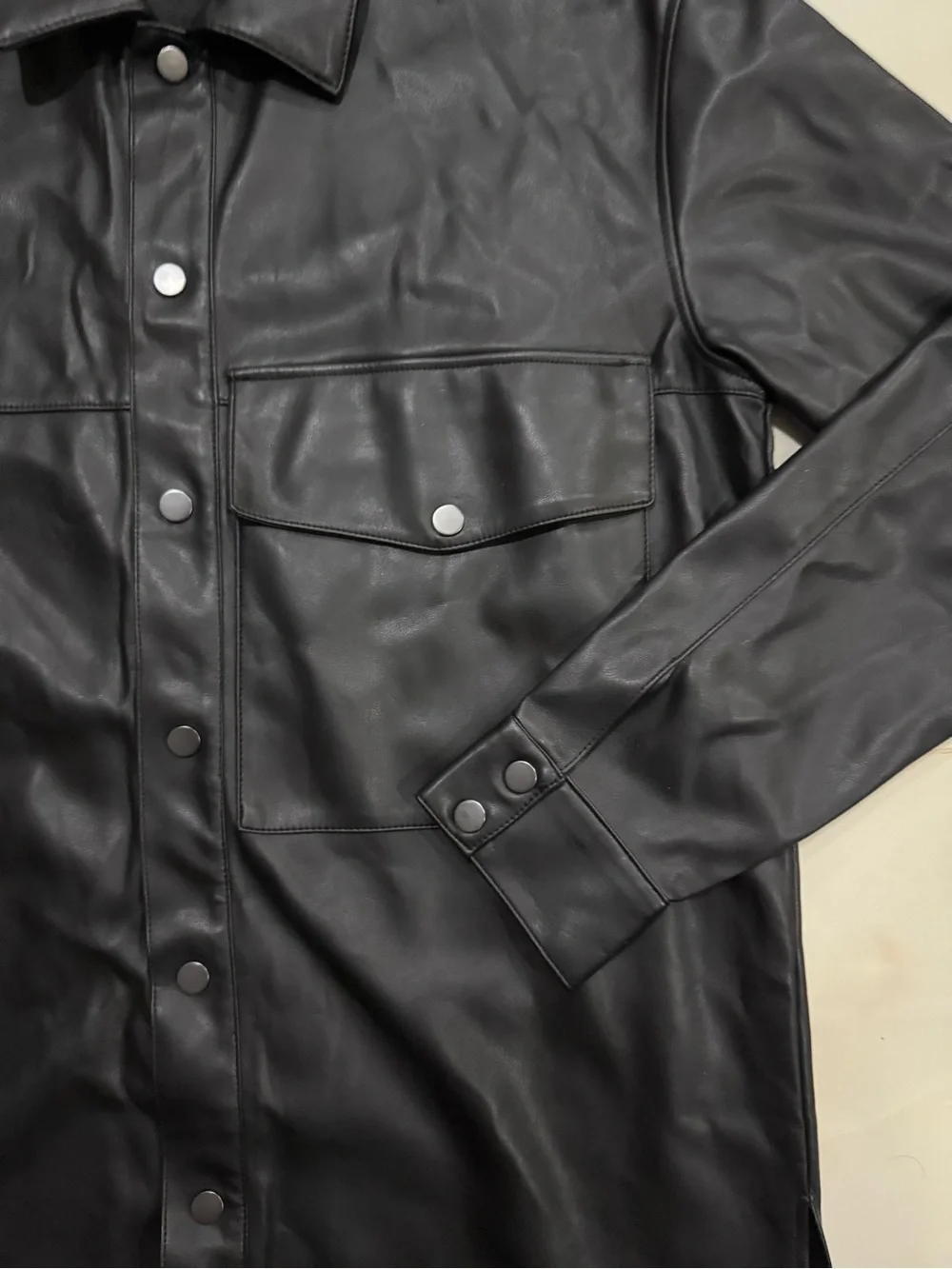 ZARA Black Faux-Leather Lightweight Shacket
